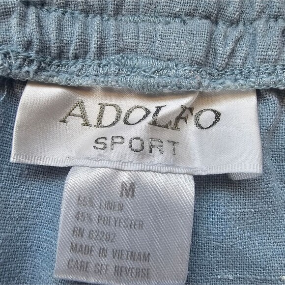 Adolfo Sport Linen Blend Shorts Slate Blue Sz M Pull On Elastic Waistband Beach - Picture 5 of 9